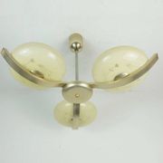 Art deco ceiling light with 3 glass shades 1930s 40s glass and metal 30s avantgarde design