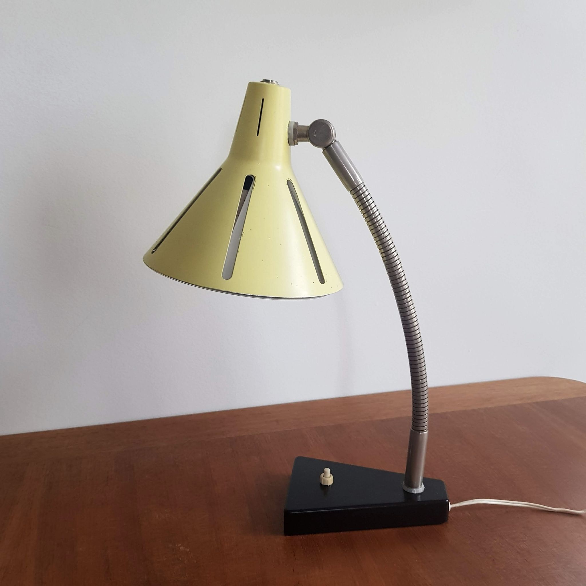 Vintage yellow desk lamp Hala "sunseries" signed H.Busquet 1950