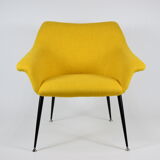 Fauteuil Mid-century Shell années 1960 NRD tissu jaune, restauré