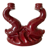Red ceramic zoomorphic candle holder
