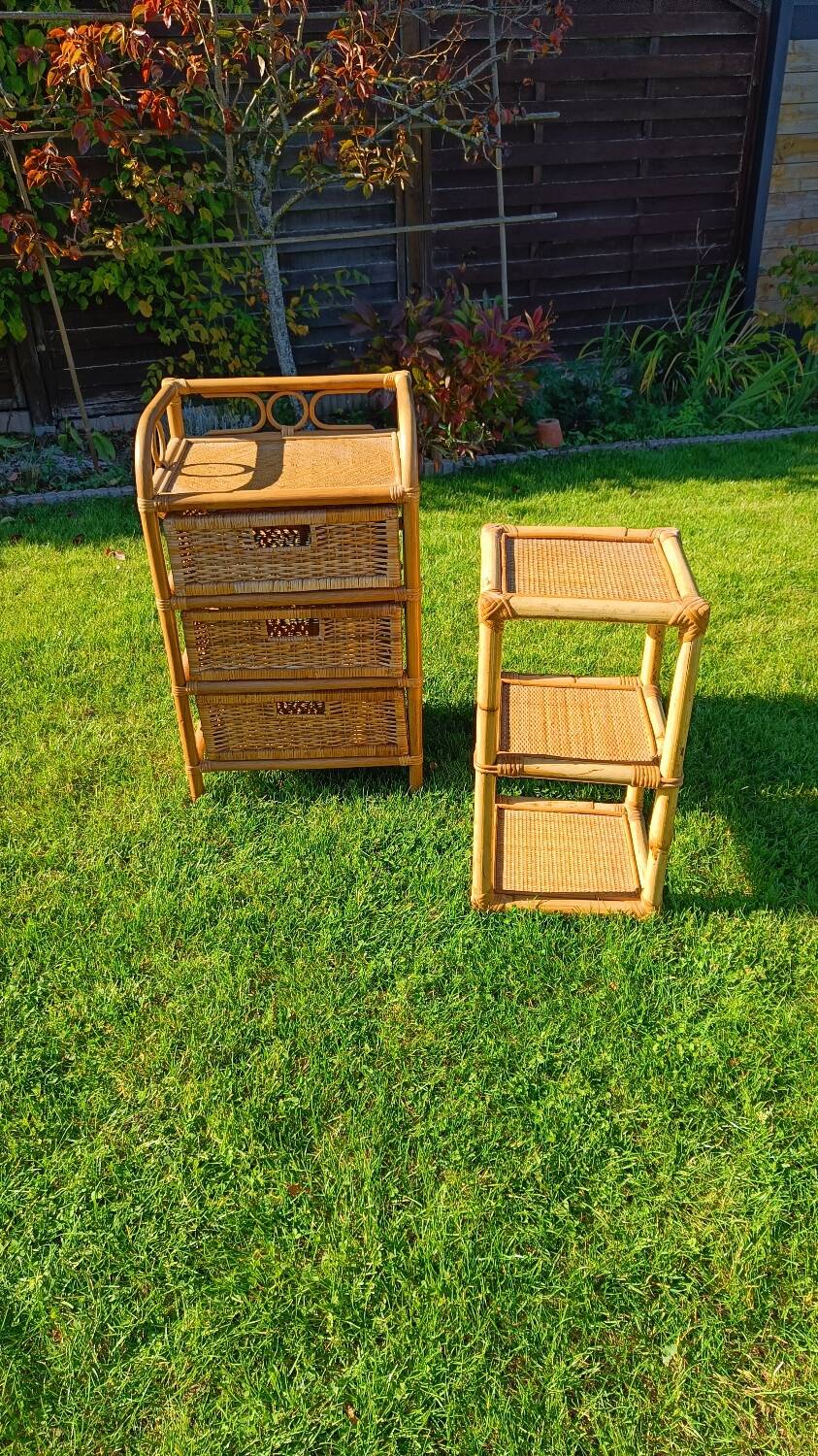 Commode, chiffonnier en rotin vintage