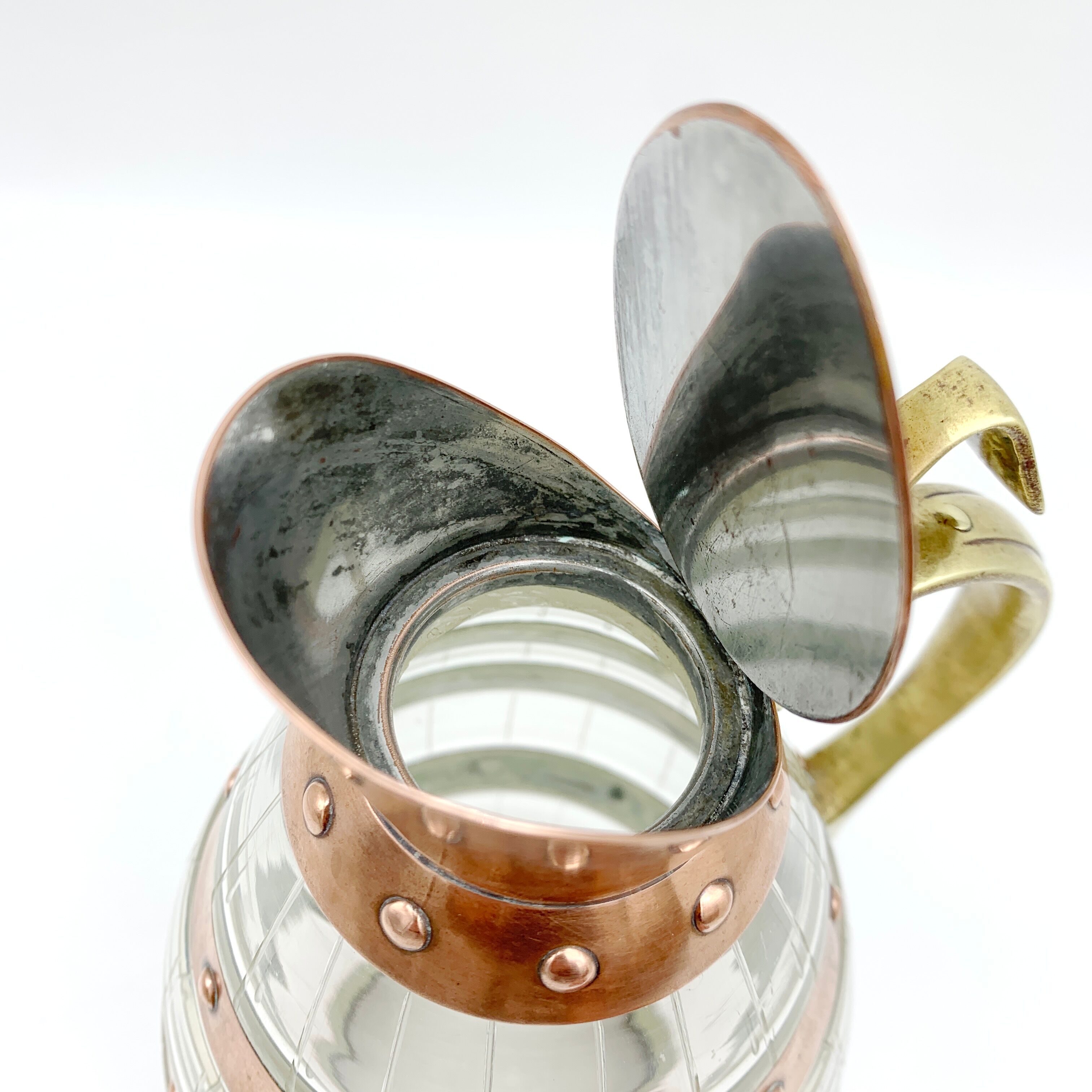 Crystal and copper pitcher Art & Craft Gustave Serrurier Bovy