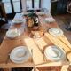 Solid raw oak table/island type "butcher's block" 180x105