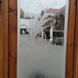 3 portes de séparation en verre gravé avec bâti