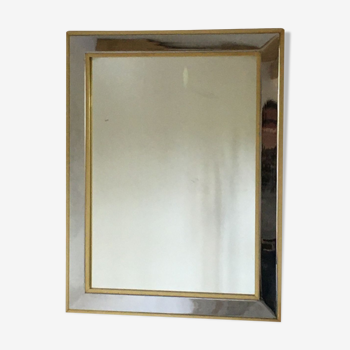 Miroir acier chromé et laiton 1970