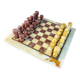 Vintage Italian genuine alabaster chess set with carved pieces, 1970s