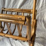 Vintage bamboo and rattan magazine rack