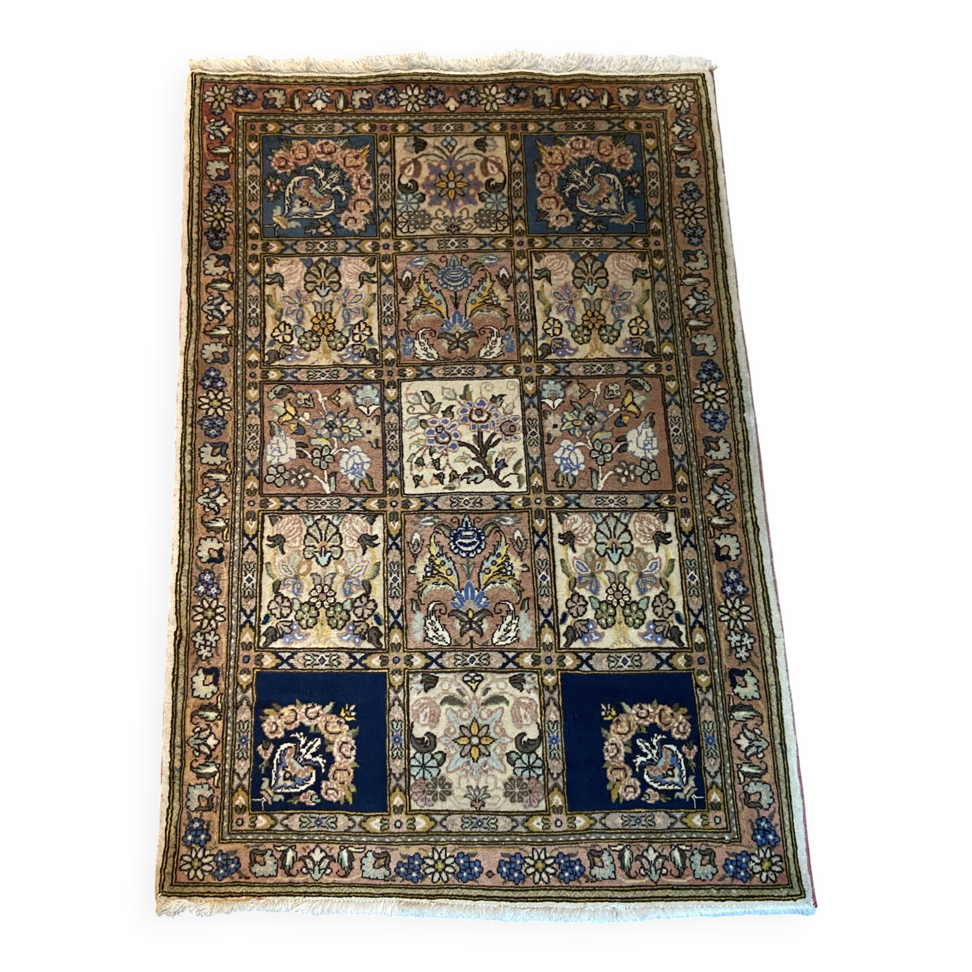 Tapis persan Bakhtiar Ghom en laine réalisé à la main