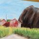 Original Swedish oil painting on canvas "Light in the Darkness"
