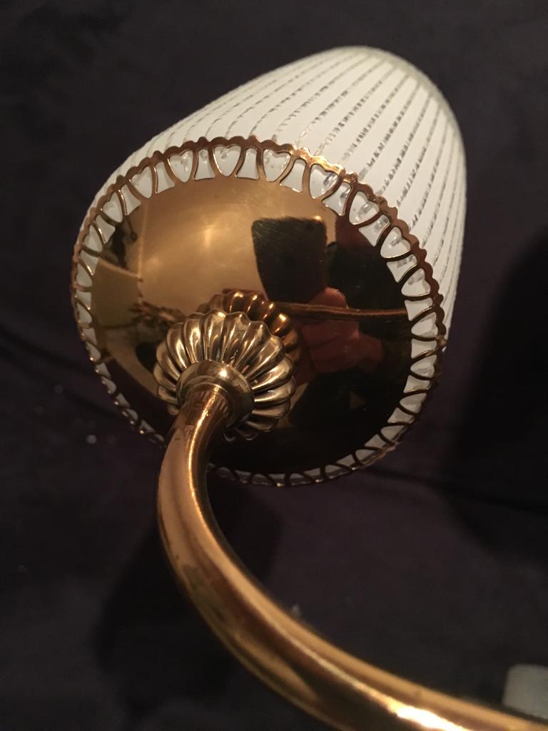 Brass and opaline chandelier