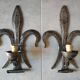 Brutalist iron wall light "fleur de lys"