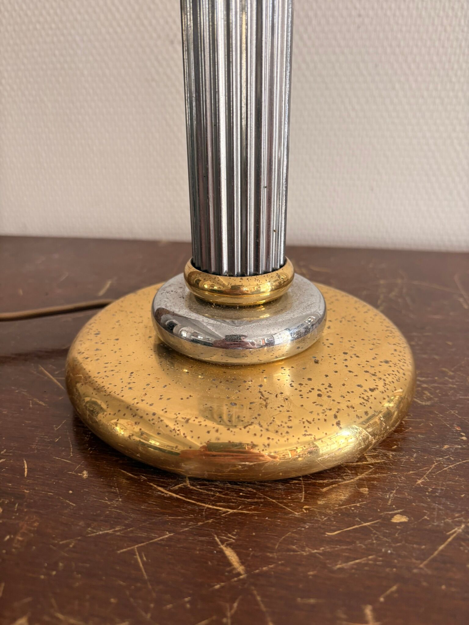 Vintage 70s 80s Neo-Classical Fluted Column Lamp Base Chrome