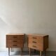 Pair of modernist honey wood bedside tables, 1950 design.