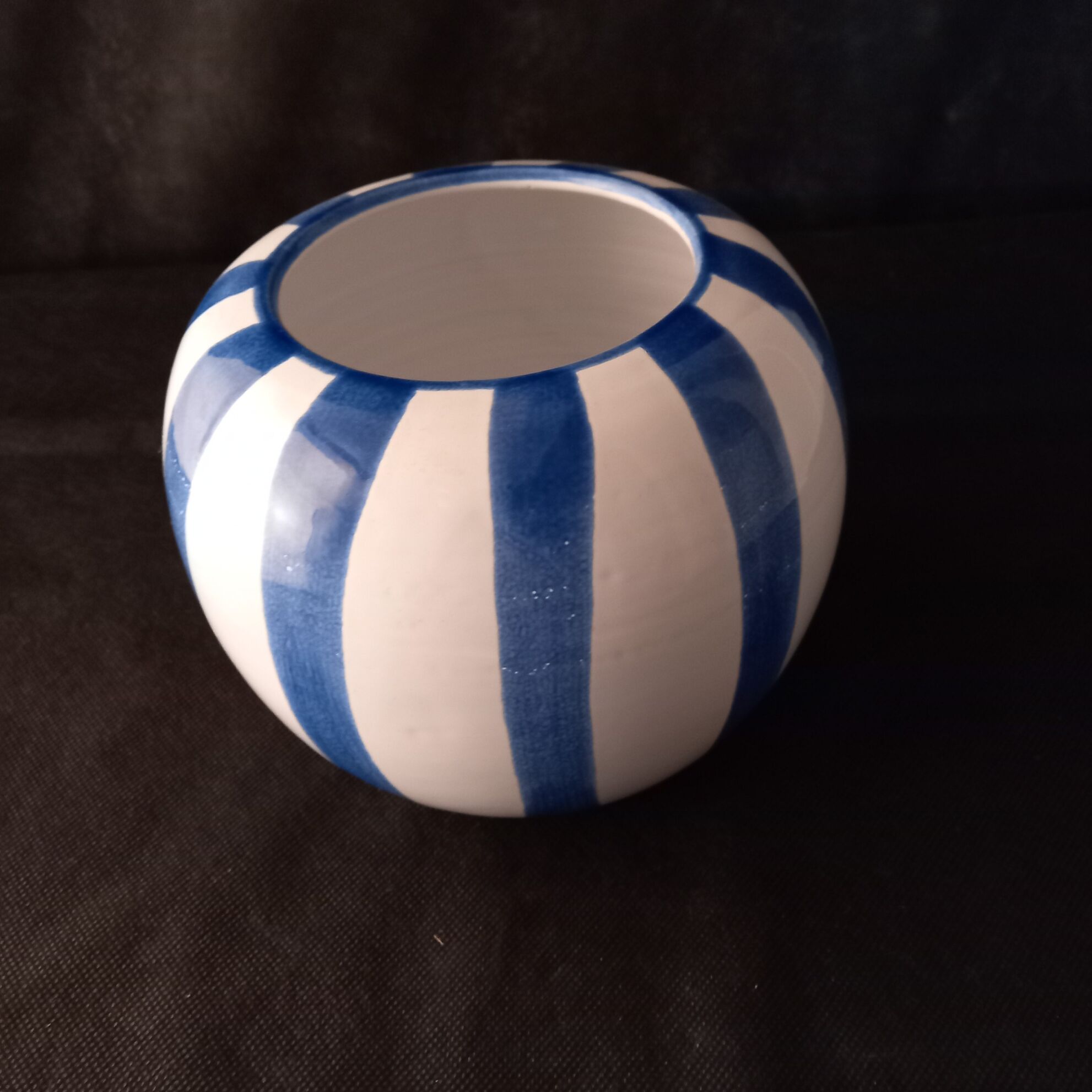 Vintage marine vase in blue and white ceramics