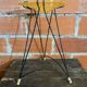 Antique Tripod Side Table Black Metal & Yellow Glass Bowl Years