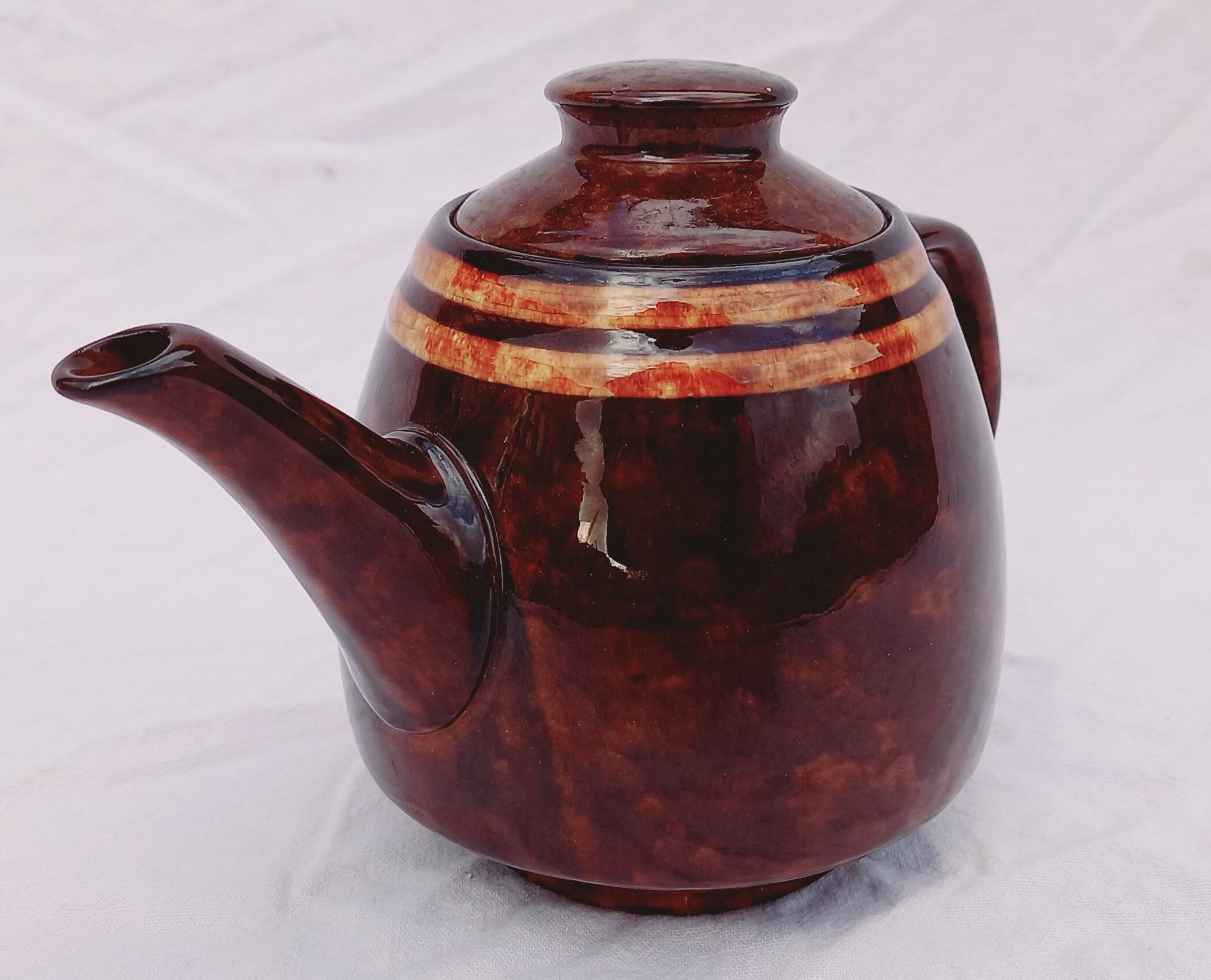Vintage glazed stoneware teapot