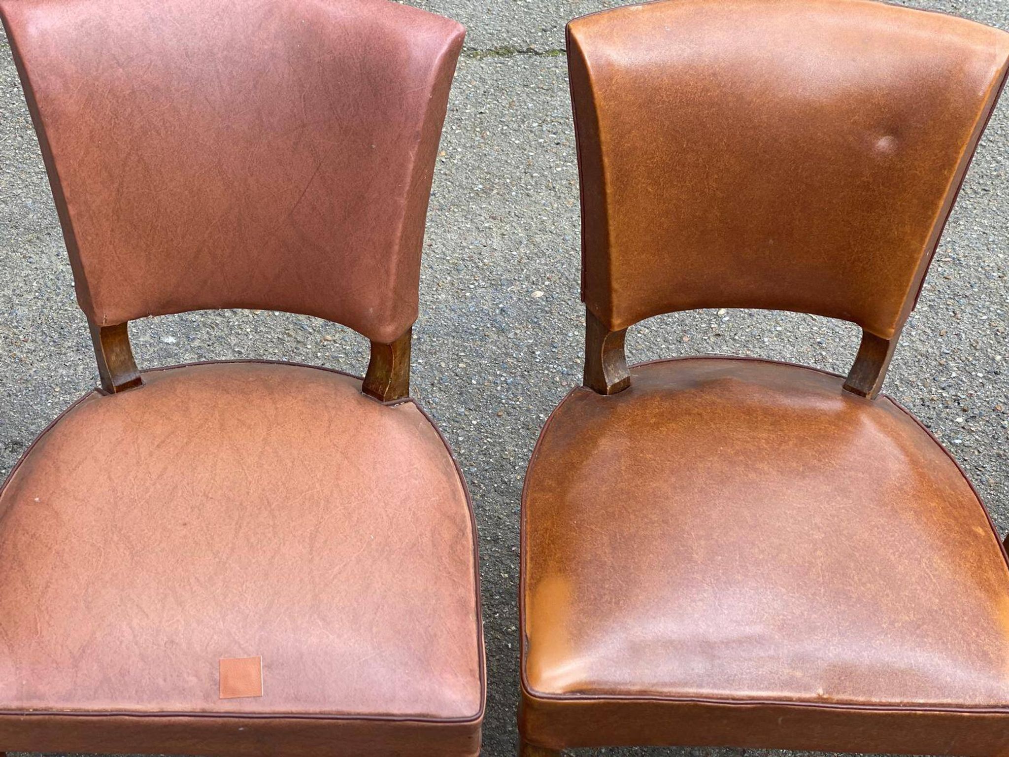 4 chaises art déco bois massif et cuir marron 1930