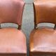 4 chaises art déco bois massif et cuir marron 1930