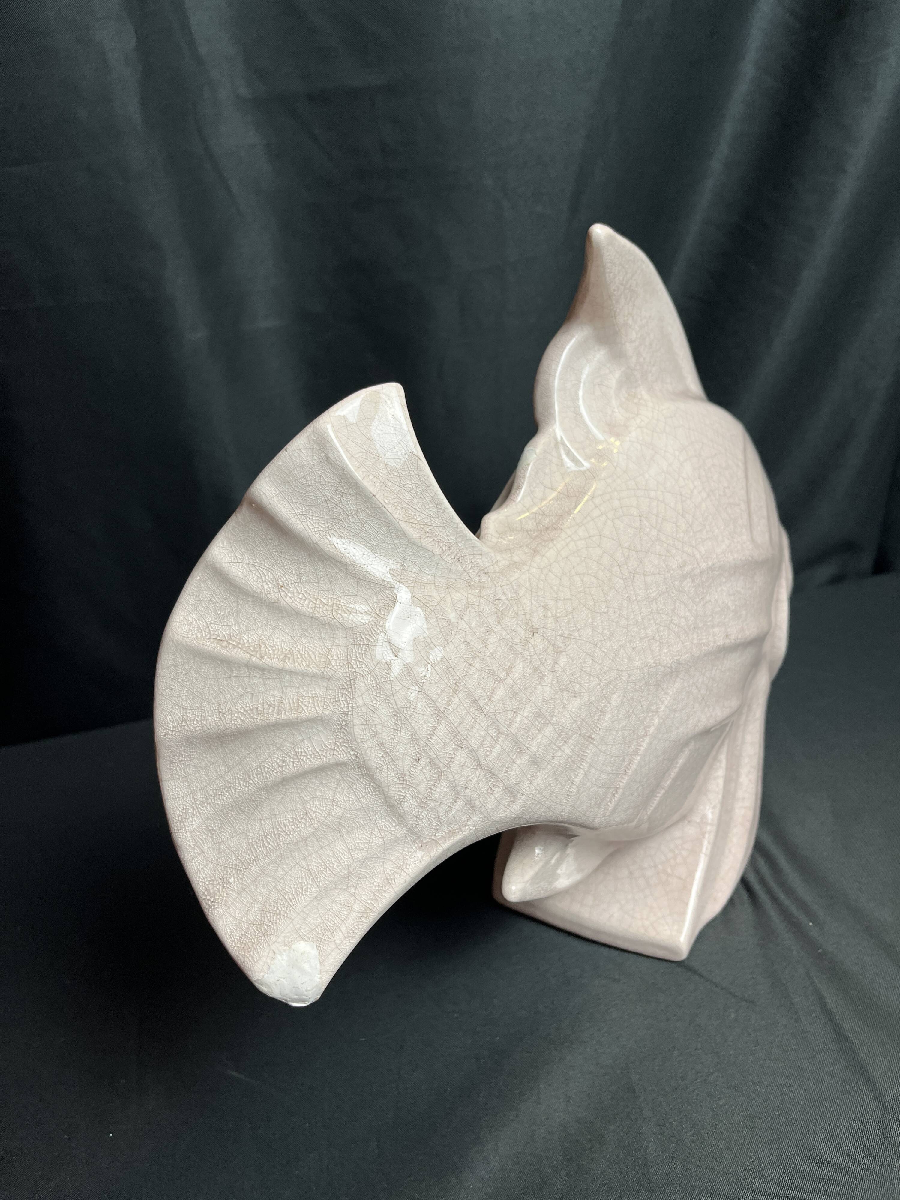 Art Deco, crackled ceramic fish Le Jan circa 1940