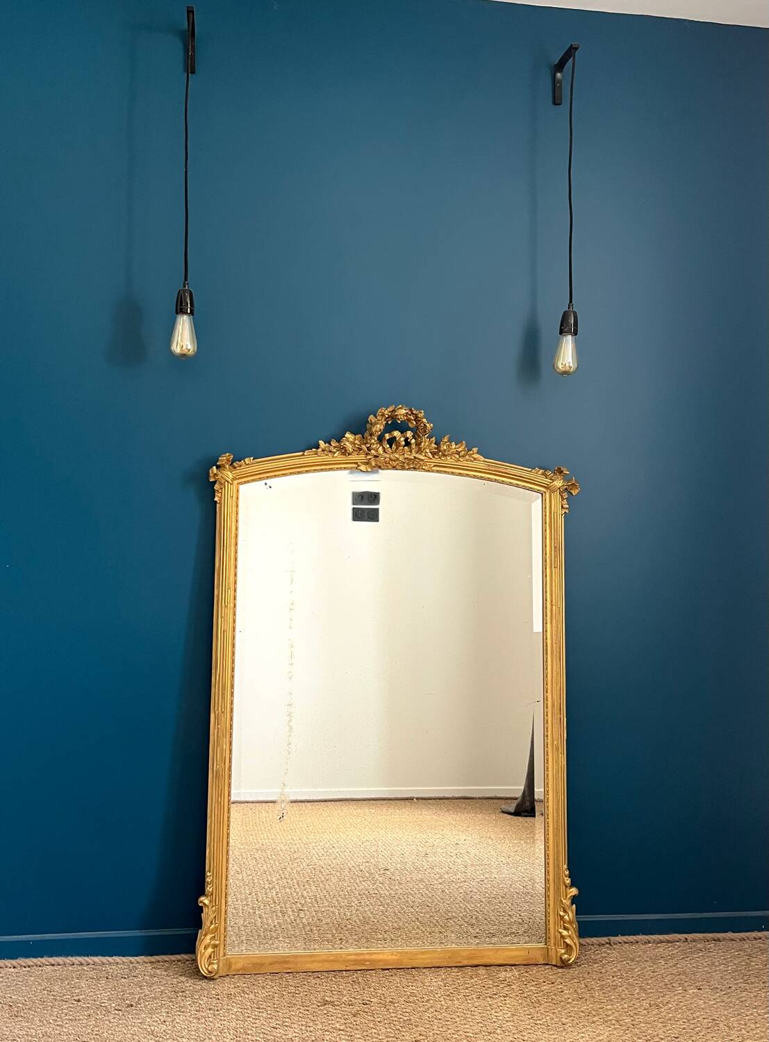 Antique mirror with pediments 138cm beveled glass