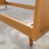 Vintage rattan and solid oak bed 1950s design