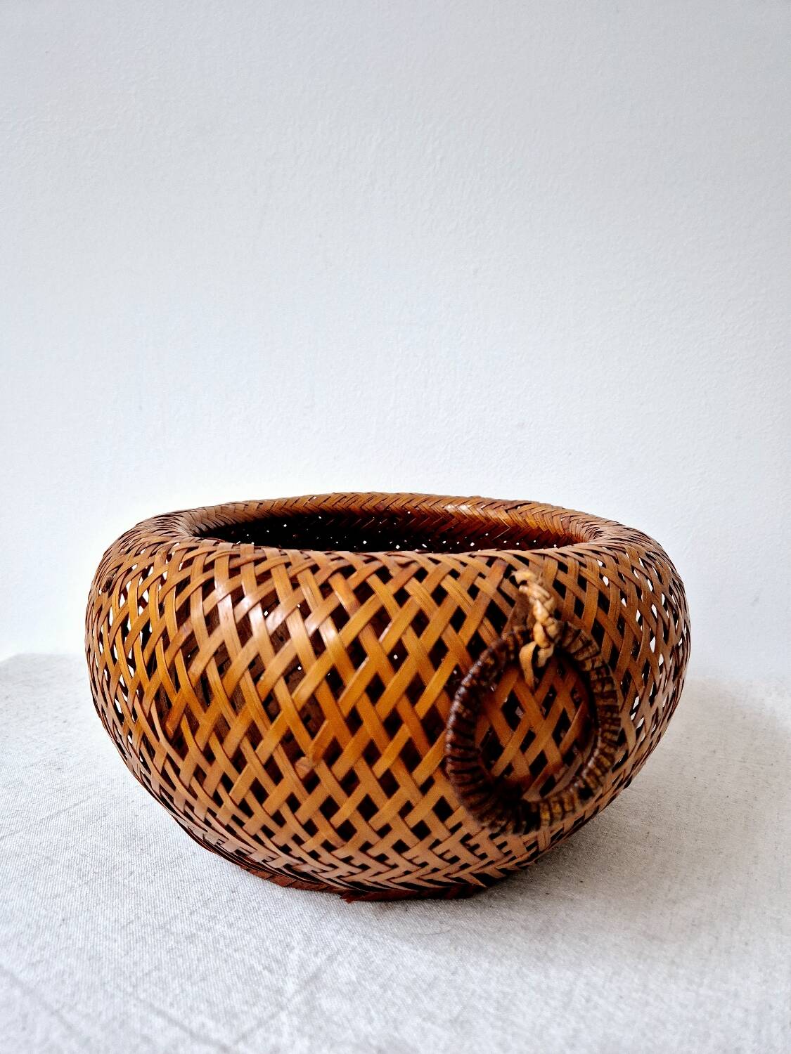 Japanese Style Bamboo/Rattan Woven Basket - Vintage