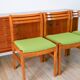 Set of 4 Scandinavian beech wood chairs, green wool, 1960.