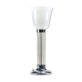 Chrome Art Deco lamp, glass rods and opaline tulip