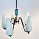 Dutch suspension lamp in wood steel and opaline glass