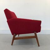 DANISH DESIGN ARMCHAIR IN WOOL & TEAK WOOD, 1970S