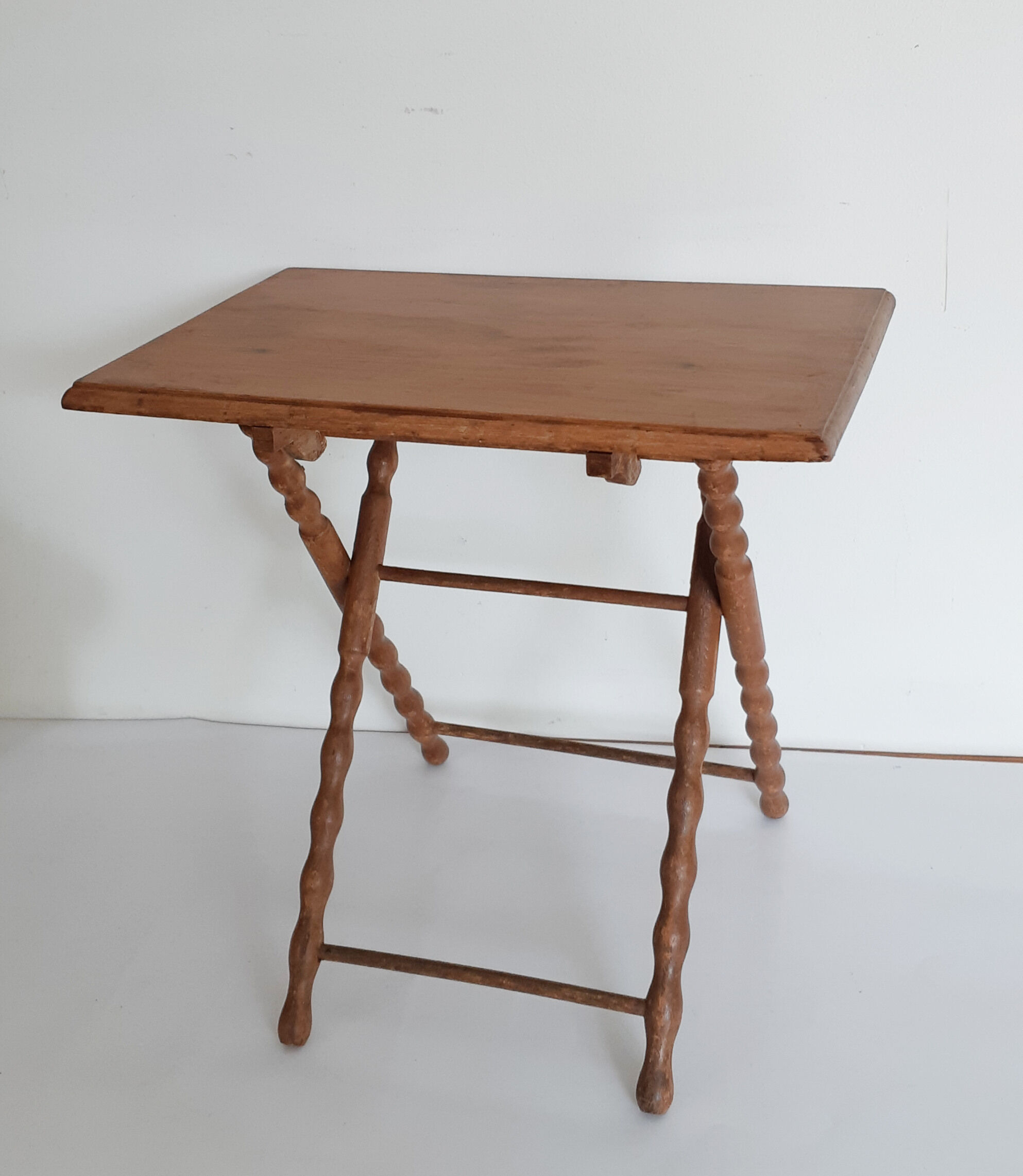Folding wooden table plant holder, end of sofa, vintage French