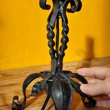 Old metal lamp and fake candle