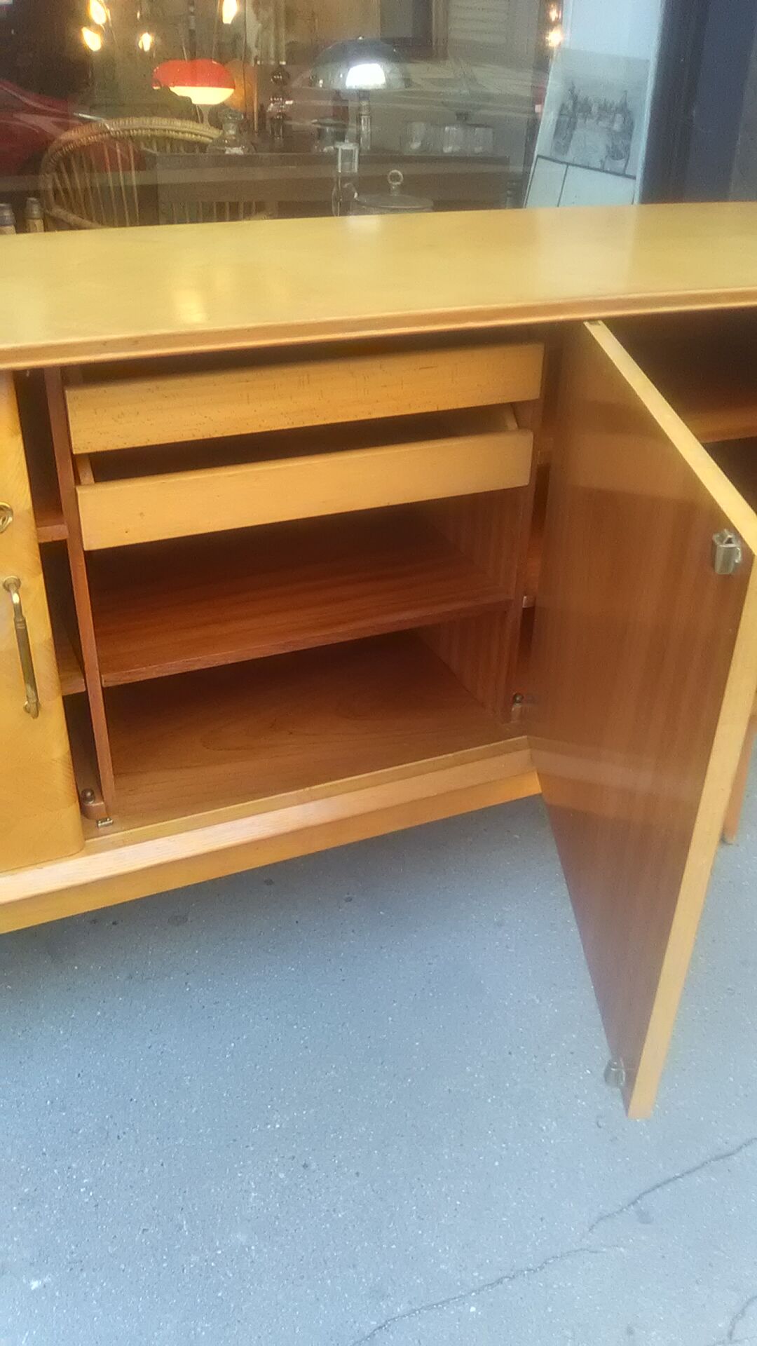 Vintage sideboard 1950 oak foot compass