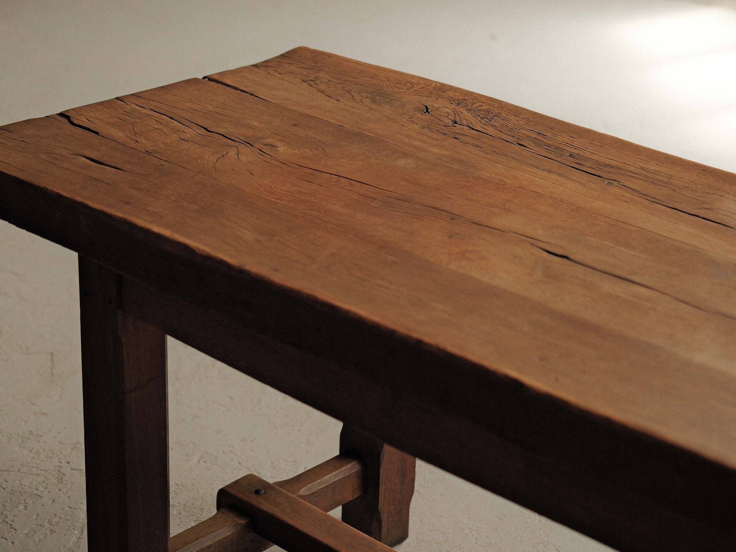 Large solid wood table, handcrafted.