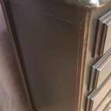 Cherry wood chest of drawers with 5 drawers in aged black.