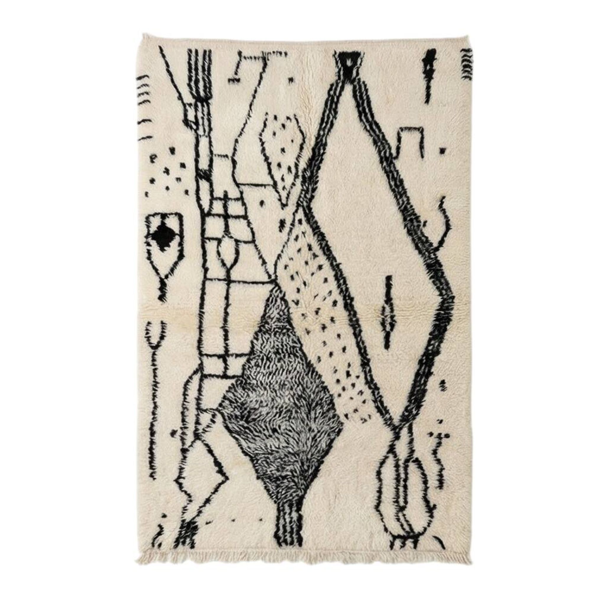 Black and white Azilal rug from Morocco