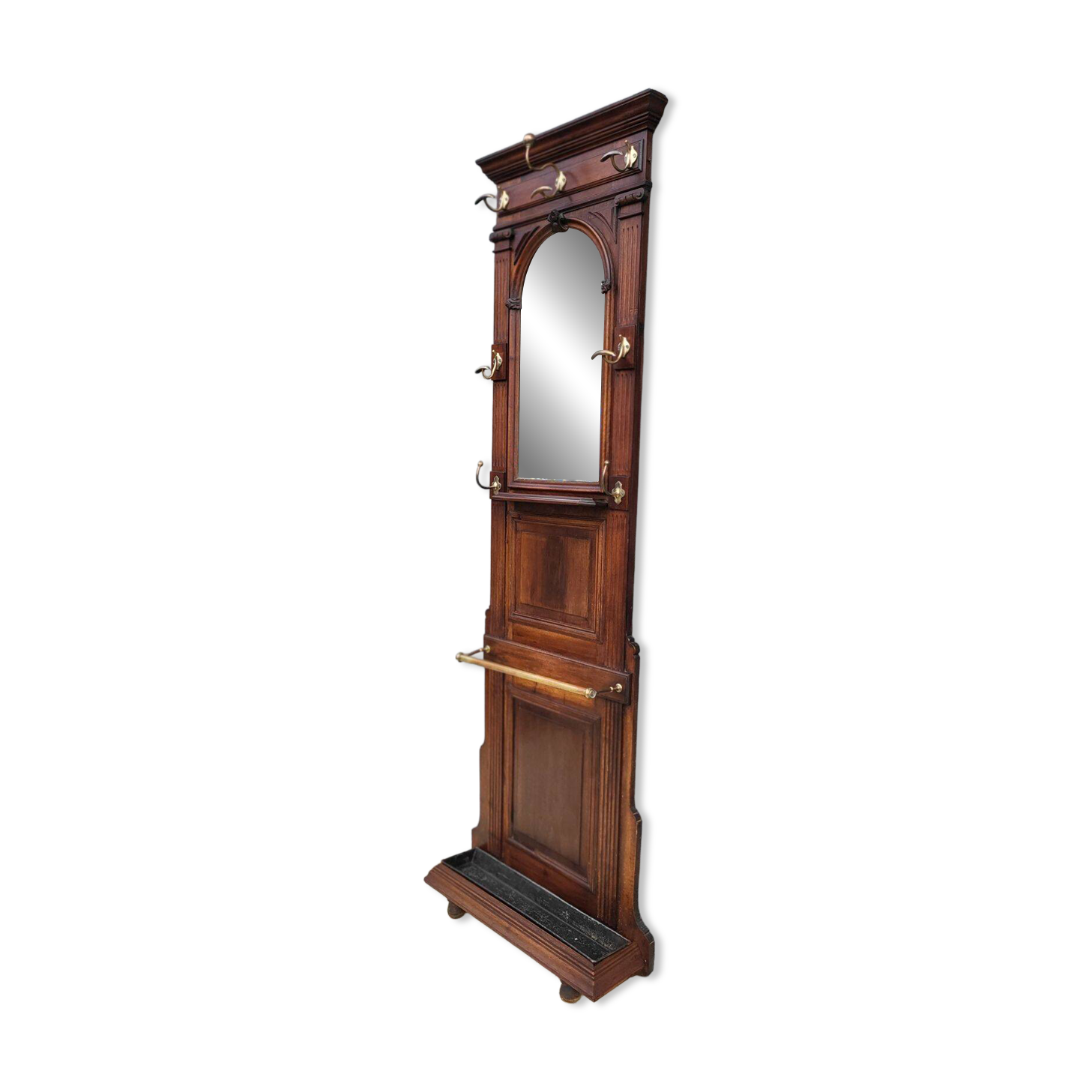 Monumental Art Nouveau wardrobe • walnut & brass
