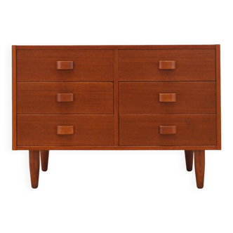 Teak chest of drawers, Danish design, 1970s, manufacturer: Domino Møbler