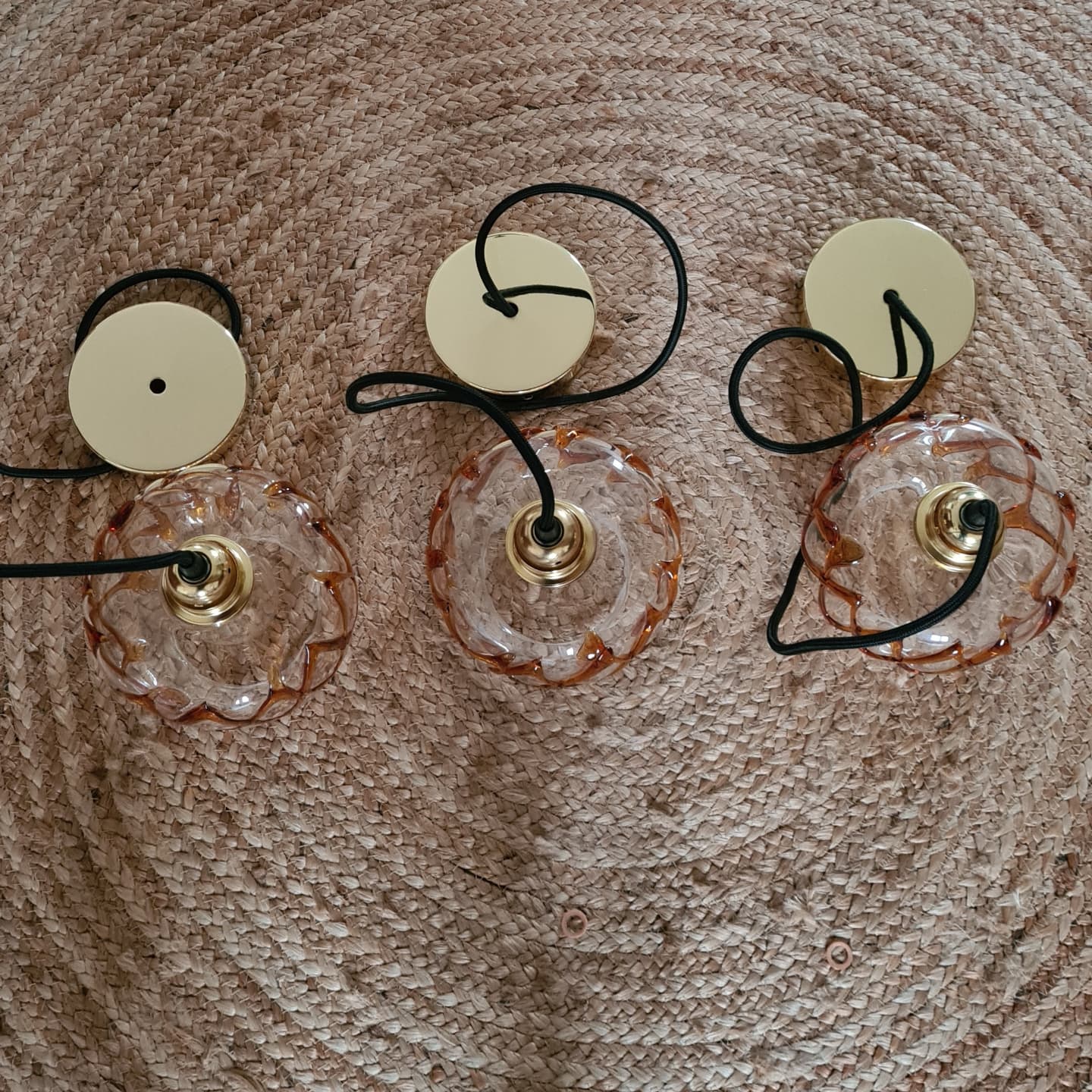 Amber blown glass suspension