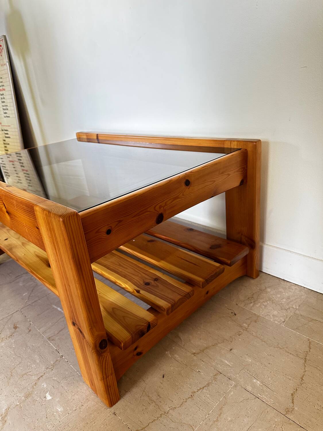 Table basse pin vintage