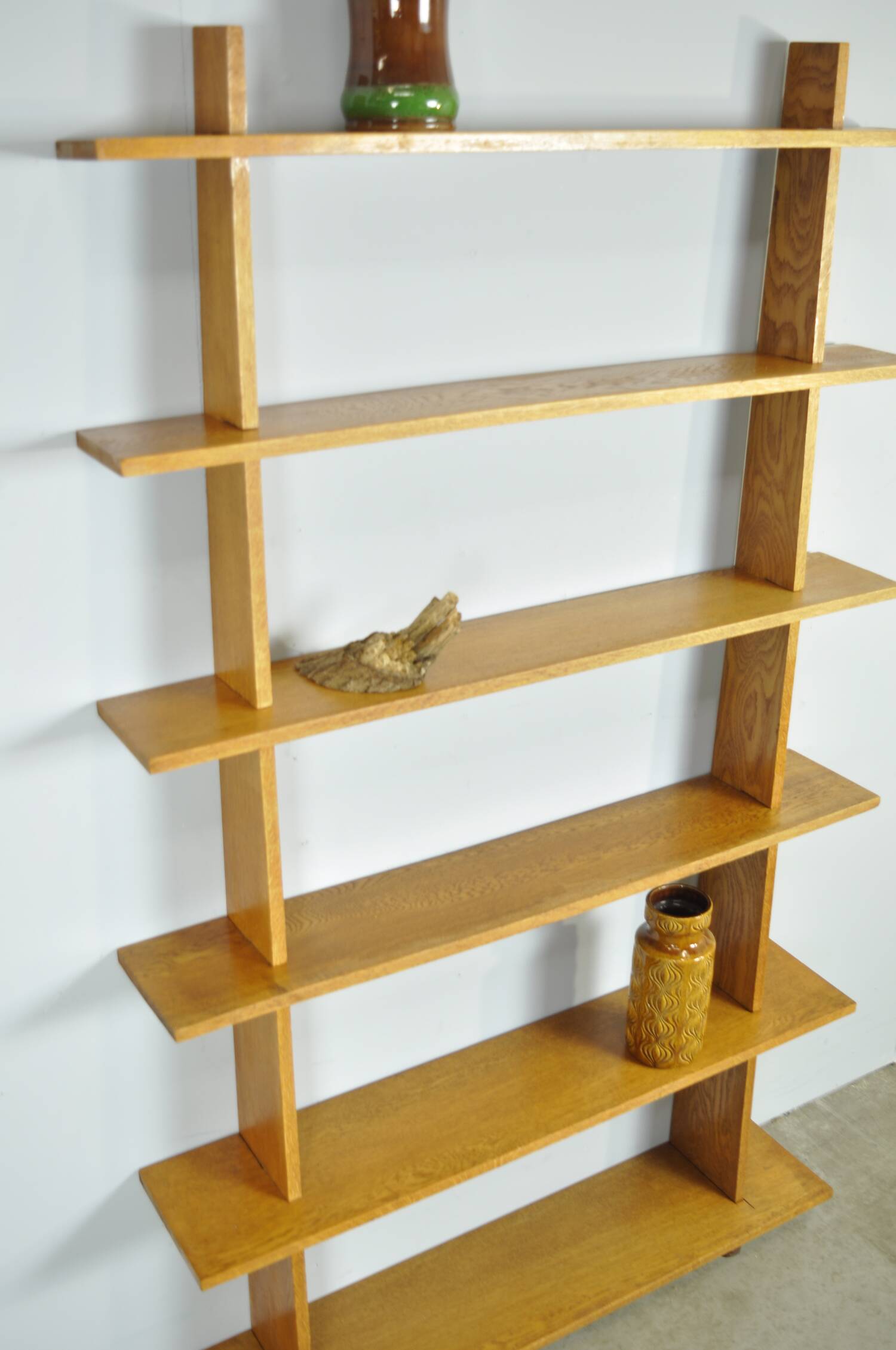 Handcrafted oak bookcase, 1970s
