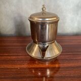 Antique TASSUNIC Teapot Silver Metal + Wooden Handle United France Vintage