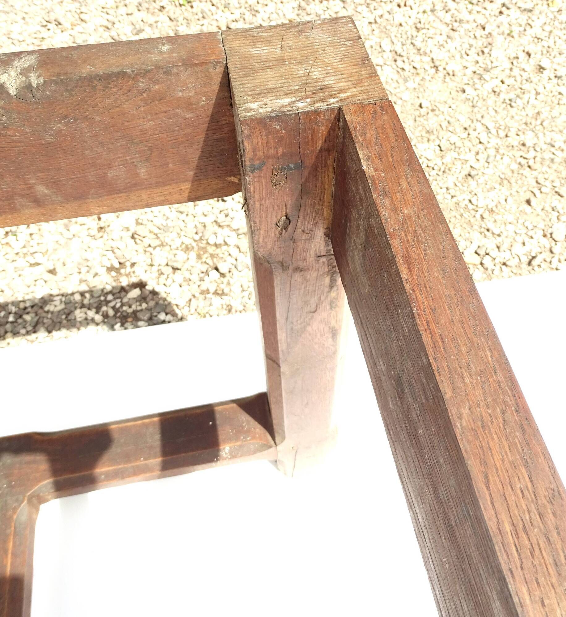 Grande table de ferme ancien en bois massif. 228 x 107.