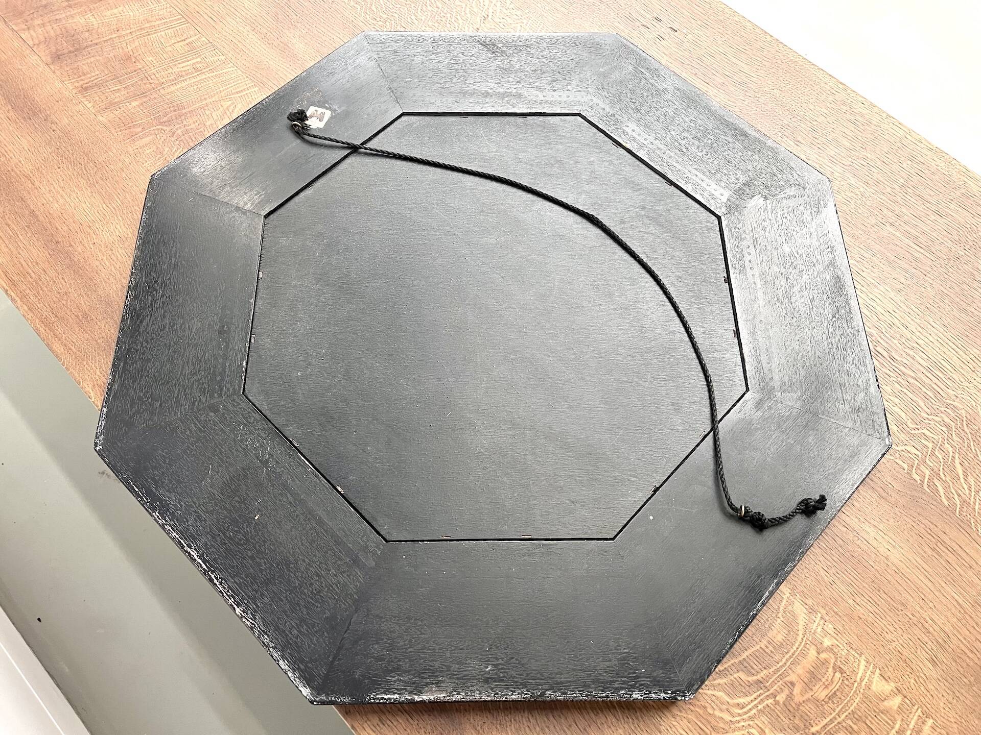 Octagonal wooden mirror by Jean-Claude Mahey