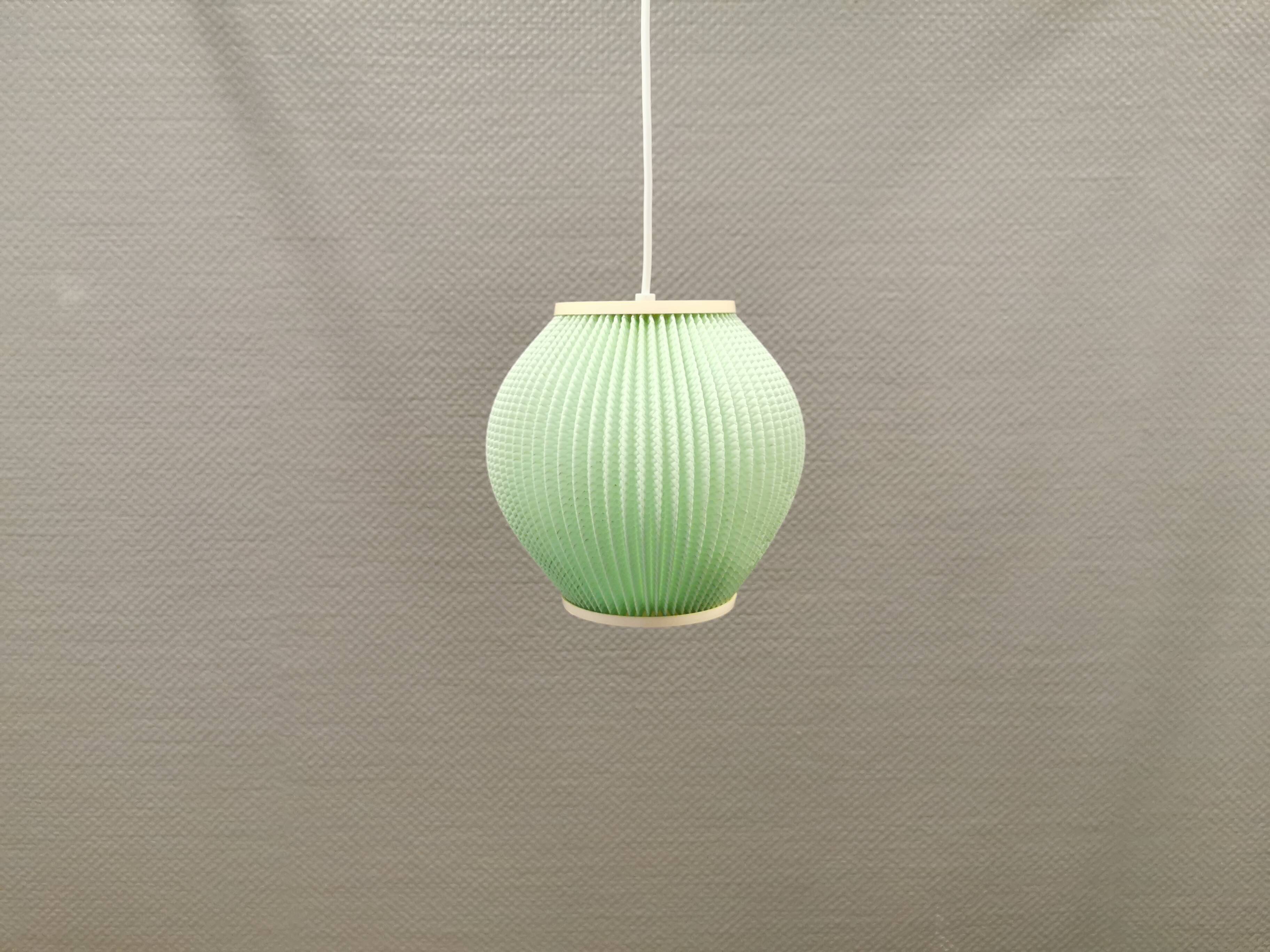Danish pleated hanging lamp, Pearl Shade, produced by Hoyrup Light and designed by Lars E Schiøler