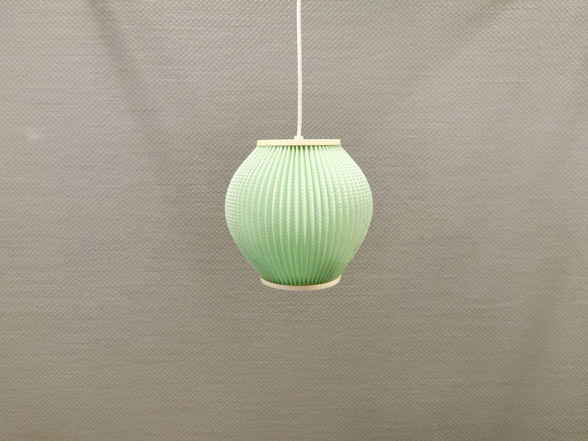 Danish pleated hanging lamp, Pearl Shade, produced by Hoyrup Light and designed by Lars E Schiøler
