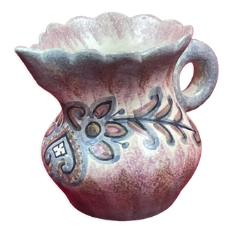 Milk jug H 13 cm - Quimper porcelain ceramic signed P. Fouillen.