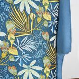 2-Seater Bench in Azure Blue Fabric – 1940s