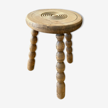 Brutalist style tripod wooden stool