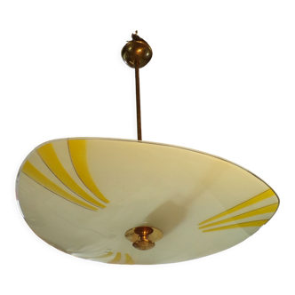 Vintage painted glass pendant lamp